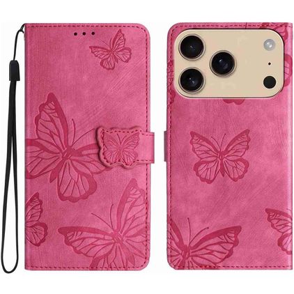 Mobigear Butterfly iPhone 17 Pro Étui Portefeuille - Rouge