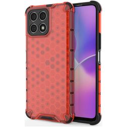 Mobigear Honeycomb HONOR X8 Plastique rigide Coque arrière Antichoc - Rouge