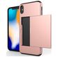 Mobigear Card Coque iPhone XR Coque arrière Rigide Anti-Chocs avec Porte-Cartes - Rose doré