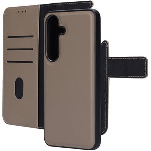 Mobiparts Housse Samsung Galaxy S25 Etui avec Coque Détachable en Cuir Véritable Porte-Monnaie - Taupe