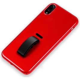 Mobigear Rubber Ring Coque iPhone XS Max Coque arrière Rigide avec Anneau-Support - Rouge Mobigear Rubber Ring Coque iPhone XS Max Coque arrière Rigide avec Anneau-Support - Rouge