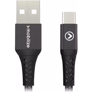Mobilize Strong Nylon - Câble USB-A vers USB-C 0.2 mètre - Noir