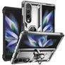 Mobigear Armor Ring Samsung Galaxy Z Fold 4 Plastique rigide Coque arrière Antichoc avec bague de maintien - Argent