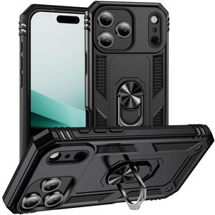 Mobigear Armor Ring Coque iPhone Air Coque arrière Rigide Anti-Chocs avec Anneau-Support - Noir