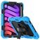 Mobigear SureGrip Xtreme Coque iPad Mini 7 (2024) Coque arrière en Plastique rigide,Silicone + Porte-crayon + Bandoulière + Support Amovible - Noir / Bleu