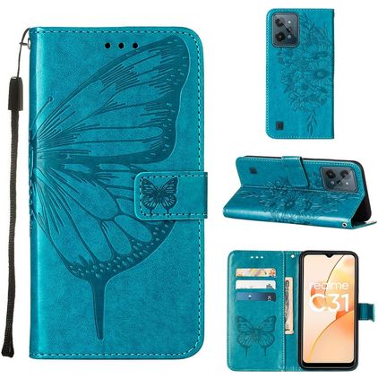 Mobigear Butterfly Realme C31 Étui Portefeuille - Bleu