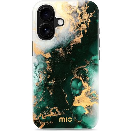 MIO Coque iPhone 16 MagSafe Coque arrière Rigide - Green Marble
