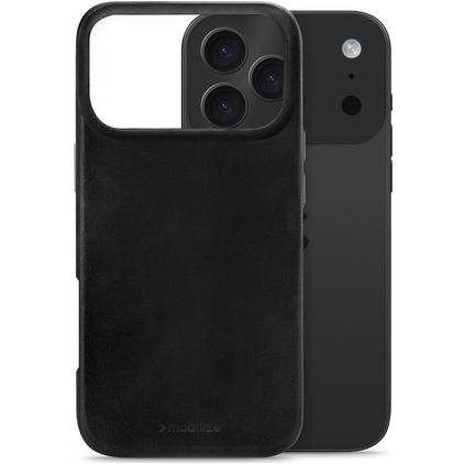 Mobilize Premium Coque iPhone 17 Pro MagSafe Coque arrière en Cuir Véritable - Noir
