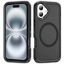 Mobigear Rugged Mag Coque iPhone 16 MagSafe Coque arrière Rigide Anti-Chocs - Noir