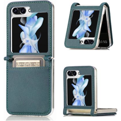 Mobigear Excellent Coque Samsung Galaxy Z Flip 5 Coque arrière Rigide avec Porte-Cartes - Vert