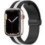 Mobigear Stripe Mag Bracelet Silicone Apple Watch Fermeture magnétique - 49/46/45/44 mm - Noir / Blanc