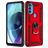 Mobigear Armor Ring Motorola Moto G71 5G Plastique rigide Coque arrière Antichoc avec bague de maintien - Rouge