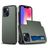 Mobigear Card iPhone 15 Plus Plastique rigide Coque arrière Antichoc avec porte-cartes - Vert armée