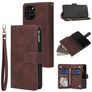 Mobigear Zipper Housse iPhone 12 Pro Etui Porte-Monnaie - Marron