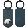 Valenta Snap Coque Apple AirTag Porte-clés en Cuir Véritable - Bleu