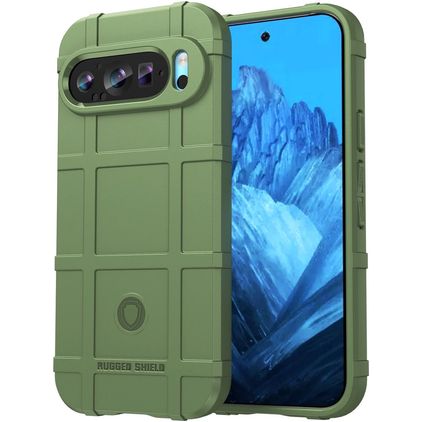 Mobigear Rugged Shield Coque Google Pixel 9 Coque arrière en TPU Souple Anti-Chocs - Vert