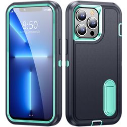 Mobigear Rugged Stand Coque iPhone 14 Coque arrière Rigide Anti-Chocs avec Support Amovible - Dark Blue