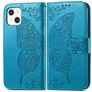 Mobigear Butterfly Housse iPhone 13 Mini Etui Porte-Monnaie - Bleu