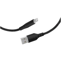 Mobiparts Braided - Câble USB-A vers Apple Lightning MFI 1 mètre - Noir