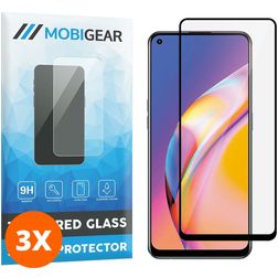 Mobigear Premium OPPO A94 Verre trempé Protection d'écran - Compatible Coque - Noir (Lot de 3)