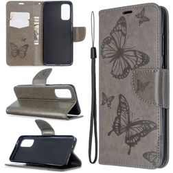 Mobigear Butterfly Housse Samsung Galaxy S20 Etui Porte-Monnaie - Gris