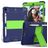 Mobigear ShieldStand Coque iPad 8 (2020) Coque arrière en Plastique rigide,Silicone + Porte-crayon + Support Amovible - Bleu / Vert