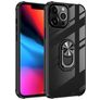 Mobigear Crystal Ring Coque iPhone 14 Plus Coque arrière Rigide avec Anneau-Support - Transparent / Noir