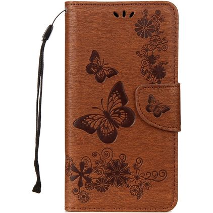 Mobigear Butterfly Samsung Galaxy A8 (2018) Étui Portefeuille - Marron