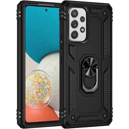 Mobigear Armor Ring Coque Samsung Galaxy A53 Coque arrière Rigide Anti-Chocs avec Anneau-Support - Noir