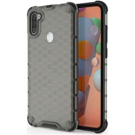 Mobigear Honeycomb Coque Samsung Galaxy A11 Coque arrière Rigide Anti-Chocs - Gris