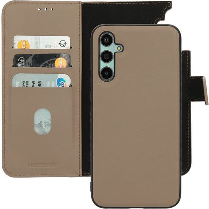Mobiparts Housse Samsung Galaxy A34 Etui avec Coque Détachable en Cuir Véritable Porte-Monnaie - Taupe