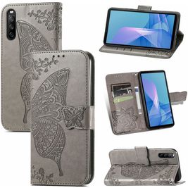 Mobigear Butterfly Housse Sony Xperia 10 III Etui Porte-Monnaie - Gris