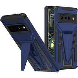 Mobigear Armor Stand Coque Google Pixel 6 Pro Coque arrière Rigide Anti-Chocs avec Support Amovible - Bleu