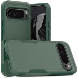 Mobigear Heavy Armor Coque Google Pixel 9 Pro XL Coque arrière Rigide Anti-Chocs - Vert foncé