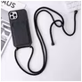Mobigear Lanyard Card iPhone 15 Pro Coque avec cordon en Silicone et Porte-Cartes - Noir