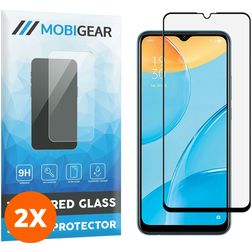 Mobigear Premium OPPO A15 Verre trempé Protection d'écran - Compatible Coque - Noir (Lot de 2)