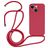 Mobigear Lanyard iPhone 14 Plus Coque avec cordon en Silicone - Bordeaux