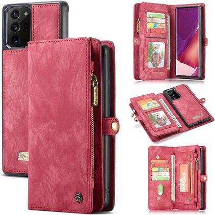 Caseme 008 Housse Samsung Galaxy Note 20 Ultra Etui avec Coque Détachable Porte-Monnaie - Rouge