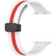 Mobigear Stripe Mag Bracelet Silicone Apple Watch Fermeture magnétique - 49/46/45/44 mm - Blanc / Rouge