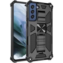 Mobigear Armor Stand Coque Samsung Galaxy S21 FE Coque arrière Rigide Anti-Chocs avec Support Amovible - Noir