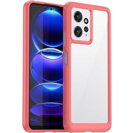Mobigear Crystal Coque Xiaomi Redmi Note 12 Coque arrière Rigide - Transparent / Rouge