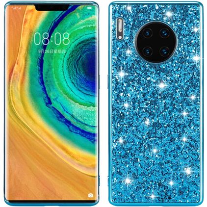 Mobigear Glitter Coque Huawei Mate 30 Pro Coque arrière Rigide - Bleu