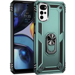 Mobigear Armor Ring Motorola Moto G22 Plastique rigide Coque arrière Antichoc avec bague de maintien - Vert