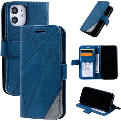 Mobigear Rhombus iPhone 12 Mini Étui Portefeuille - Bleu
