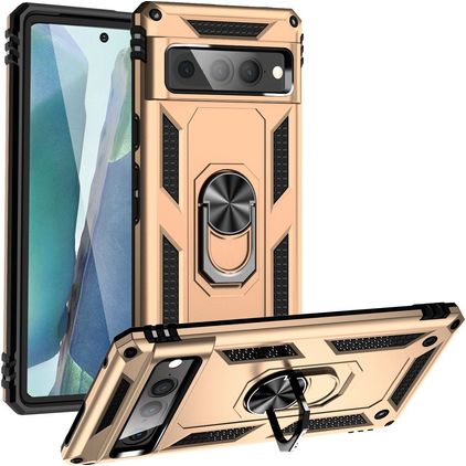 Mobigear Armor Ring Coque Google Pixel 7 Pro Coque arrière Rigide Anti-Chocs avec Anneau-Support - Or