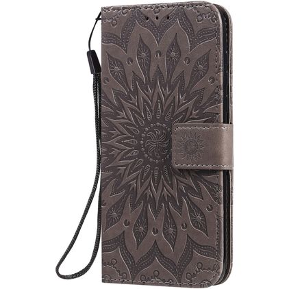 Mobigear Sunflower Housse Motorola Moto G8 Plus Etui Porte-Monnaie - Gris
