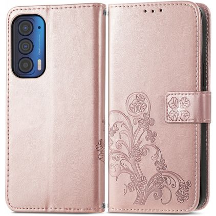 Mobigear Clover Motorola Edge (2021) Étui Portefeuille - Rose doré