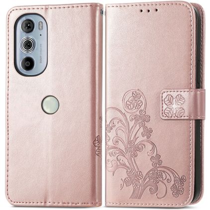 Mobigear Clover Housse Motorola Edge 30 Pro Etui Porte-Monnaie - Rose doré