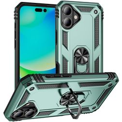 Mobigear Armor Ring Coque iPhone 17 Coque arrière Rigide Anti-Chocs avec Anneau-Support - Vert