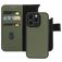 Mobiparts iPhone 15 Pro MagSafe Coque Cuir véritable Étui 2en1 avec coque amovible Portefeuille - Vert